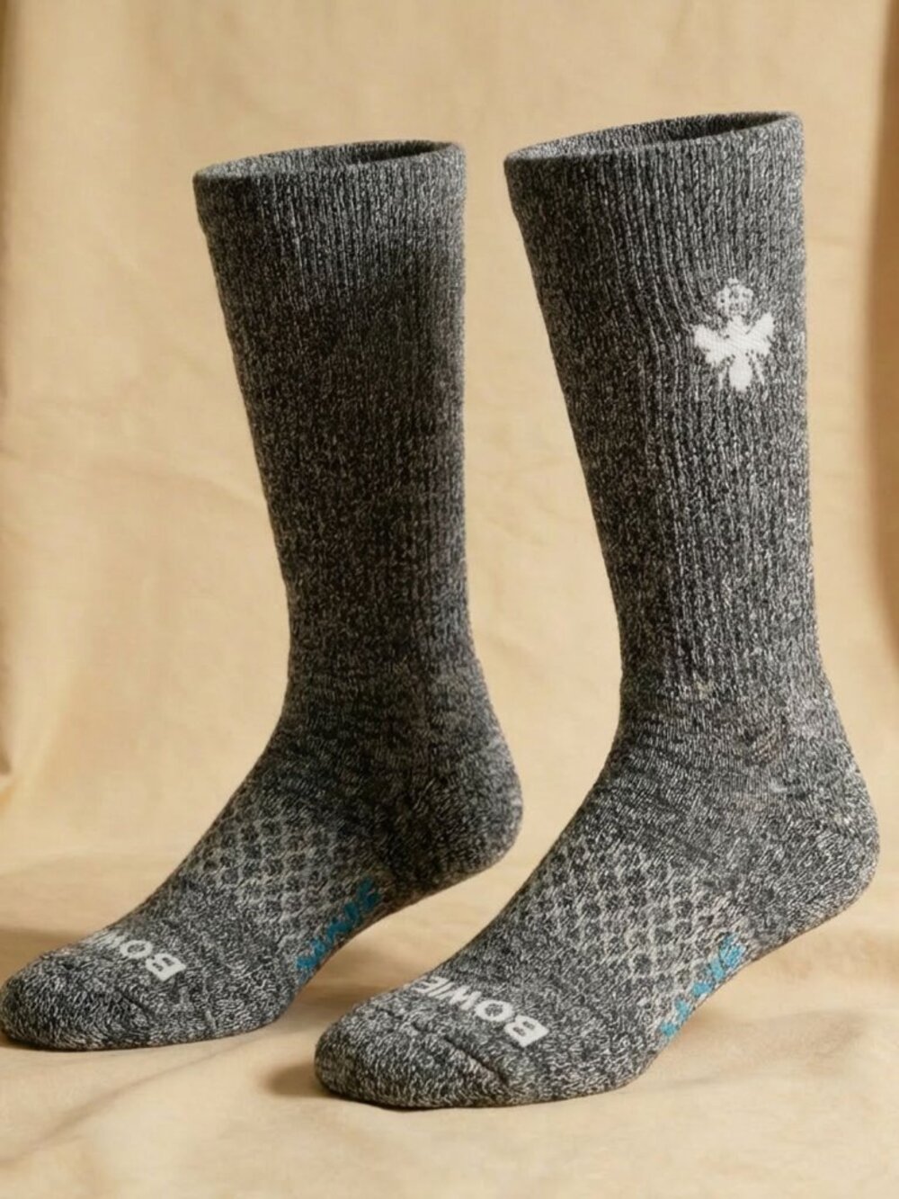 Size L - Bombas Calf Socks Comfortable Grey Knit Fashion Essentials